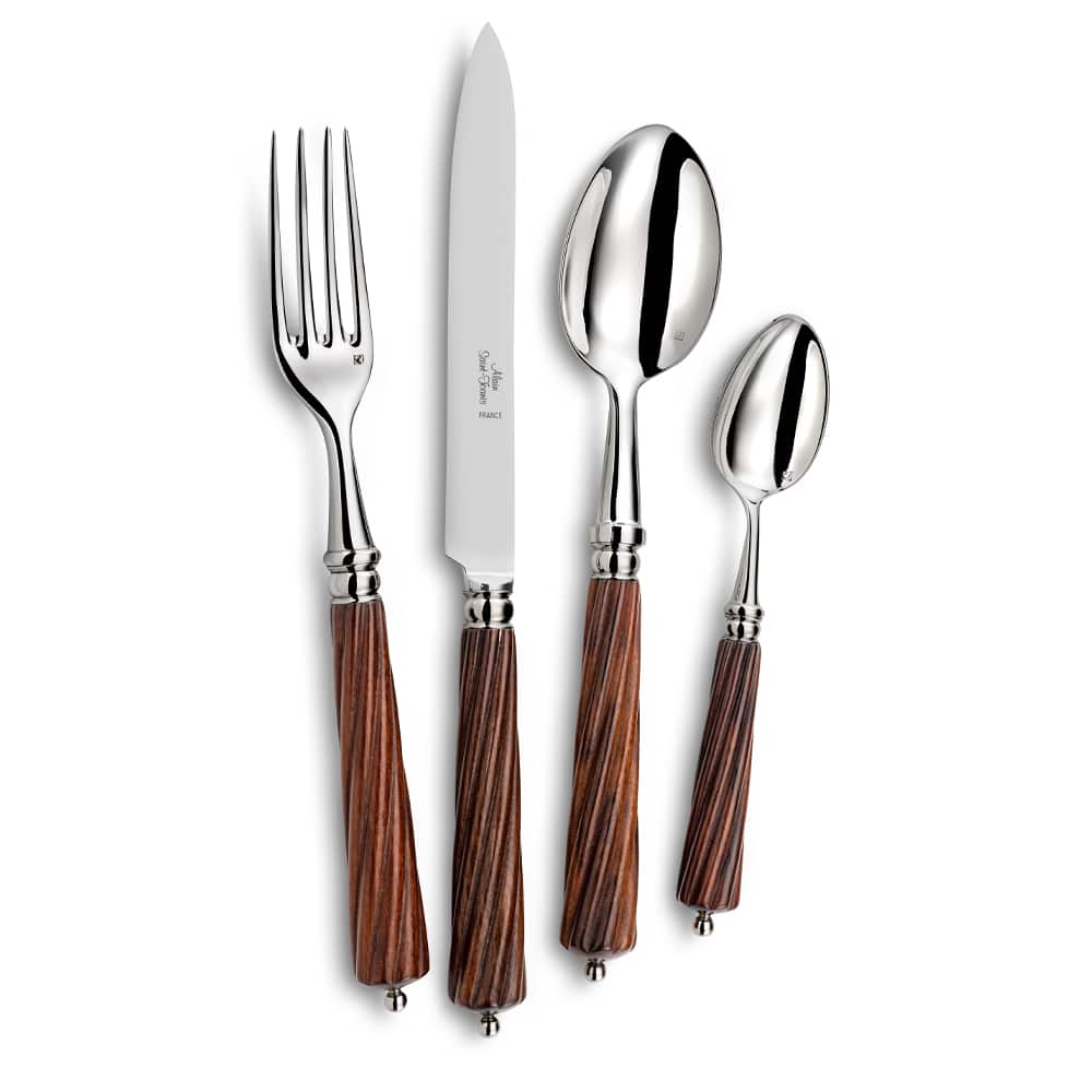 Alain Saint-Joanis - the Montana Olive Wood range of silver plated cutlery